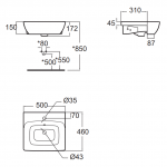 WP-F301-WT อ่างล้างหน้าแบบฝังครึ่งเคาน์เตอร์ รุ่น Milano