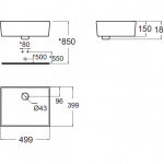 WP-F611-WT อ่างล้างหน้าแบบวางบนเคาน์เตอร์ รุ่น Thin Touch Square