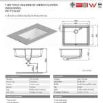 WP-F514-WT อ่างล้างหน้าแบบฝังใต้เคาน์เตอร์ รุ่น Thin Touch Square