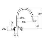 FFAST707-5T1500BT0 ก๊อกน้ำเย็นอ่างล้างจาน แบบติดผนัง รุ่น Winston