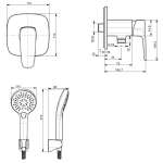 A-1726-10-A ก๊อกน้ำเย็นยืนอาบแบบติดผนัง พร้อมชุดฝักบัวสายอ่อน รุ่น Signature