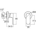 A-J52-10 ก๊อกน้ำเย็นยืนอาบแบบฝังผนัง รุ่น Arc