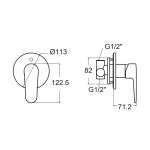 FFASB236-7T9500BT0 ก๊อกน้ำเย็นยืนอาบแบบฝังกำแพง รุ่น Codie 