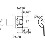 FFAST605-7T9500BT0 ก๊อกน้ำเย็นยืนอาบแบบฝังผนัง รุ่น Winston