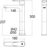 A-0703-110 ก๊อกผสมอ่างล้างหน้าแบบทรงสูง รุ่น Neo Modern (พร้อมสะดือและสต็อปวาล์ว) 