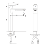 FFAS0902-1T2501BT0 ก๊อกผสมอ่างล้างหน้าแบบทรงสูง รุ่น Milano (ไม่รวมสะดืออ่างและสต็อปวาล์ว)