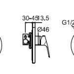 A-0322-500B ก๊อกผสมยืนอาบแบบฝังกำแพง รุ่น Cygnet (เฉพาะวาล์ว) 