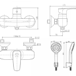 A-1712-300 ก๊อกผสมยืนอาบแบบติดผนัง รุ่น Signature (พร้อมชุดฝักบัวสายอ่อน)
