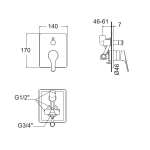 A-1421-400B ก๊อกผสมอ่างอาบน้ำแบบฝังผนัง รุ่น Concept (เฉพาะวาล์ว)