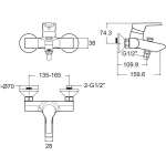 A-3913-200 ก๊อกผสมอ่างอาบน้ำและยืนอาบแบบติดผนัง พร้อมชุดฝักบัวสายอ่อน รุ่น Active ll