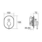 A-6821-400 ก๊อกผสมอ่างอาบน้ำและยืนอาบแบบฝังกำแพง รุ่น IDS (ไม่รวมชุดฝักบัว)