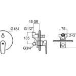 FFASB221-6T9500BT0 ก๊อกผสมอ่างอาบน้ำและยืนอาบแบบฝังผนัง รุ่น Codie (พร้อม Universal Installation Box) 