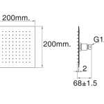 A-952-232 ฝักบัวเรนชาวเวอร์ ขนาด 200 X 200 mm. พร้อมก้าน รุ่น Slim