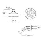 F40010-CHADY หัวฝักบัวก้านแข็ง ขนาด 100 mm. แบบ 1 ฟังก์ชั่น (พร้อมก้านฝักบัว)