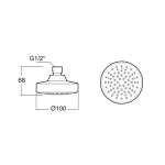 F40010-CHADYB หัวฝักบัวก้านแข็ง ขนาด 100 mm. แบบ 1 ฟังก์ชั่น (ไม่รวมก้านฝักบัว)