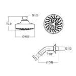 F40011-CHADY หัวฝักบัวก้านแข็ง ขนาด 100 mm. แบบ 5 ฟังก์ชั่น (พร้อมก้านฝักบัว)