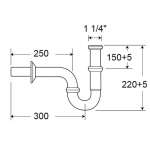 A-8100-LS-N ท่อน้ำทิ้งอ่างล้างหน้าแบบ P-Trap ความยาวพิเศษ 30 ซม.จากด้านข้าง