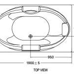 8110-WT อ่างอาบน้ำแบบฝัง พร้อมสะดือป๊อปอัพและหมอน รุ่น Cello 