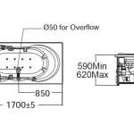 70031100-WT อ่างอาบน้ำระบบน้ำวน พร้อมหมอน รุ่น Mellow