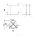 HW105-W105B ชั้นวางอเนกประสงค์ 2 ชั้น ทรงโค้งเข้ามุม แบบติดผนัง 255 x 369 x 360 mm.