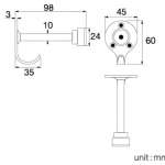 RB961-DS001 กันชนประตูพร้อมขอแขวน