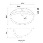 RB955-SRN-TD405 อ่างล้างหน้าทรงรี แบบฝังบนเคาน์เตอร์ มีรูน้ำล้น