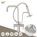 WS-0239 ก๊อกซิงค์เดี่ยวแบบตั้งพื้น เปิด-ปิด 2 ทาง คอ L พร้อมหัวฝักบัวล้างผัก รุ่น MAE PING 0