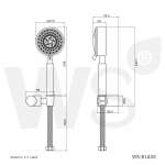 WS-8143S ฝักบัวอาบน้ำสแตนเลส 3 นิ้ว 3 ฟังก์ชั่น