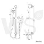 WS-8402 สไลด์บาร์สแตนเลส พร้อมฝักบัวอาบน้ำและวาล์วฝักบัว (สำหรับติดตั้งกับเครื่องทำน้ำอุ่น)