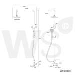 WS-8083S ฝักบัวเรนชาวเวอร์น้ำอุ่น หัวฝักบัวเหลี่ยม 8 นิ้ว พร้อมฝักบัวมือถือสแตนเลส 2.5 นิ้ว