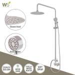 WS-8183R ฝักบัวเรนชาวเวอร์น้ำอุ่น หัวฝักบัวกลม 8 นิ้ว พร้อมฝักบัวมือถือสแตนเลส 2.5 นิ้ว 0