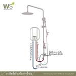 WS-8085R ฝักบัวเรนชาวเวอร์น้ำอุ่น หัวฝักบัวกลม 8 นิ้ว พร้อมฝักบัวมือถือสแตนเลส 2.5 นิ้ว