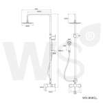 WS-8081L ฝักบัวเรนชาวเวอร์ผสม หัวฝักบัวกลม 8 นิ้ว พร้อมฝักบัวมือถือสแตนเลส 2.5 นิ้ว