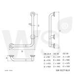 GB-3327-2-BLR ราวกันลื่นซ้าย-ขวา แบบตัว L (OD 32 มม.) ผิวเงา