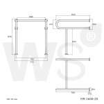 HR-1600-2S ราวกันลื่นข้างอ่างล้างหน้า ยาว 80 x 70 ซม. (OD 32 มม.) ผิวเงา