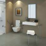 HR-1600-2S ราวกันลื่นข้างอ่างล้างหน้า ยาว 80 x 70 ซม. (OD 32 มม.) ผิวเงา