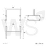HR-1700-2U ราวกันลื่นข้างโถปัสสาวะชาย ยาว 60 x 55 ซม.(OD 32 มม.) ผิวเงา