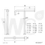 HR-6500-2T ราวกันลื่นข้างโถสุขภัณฑ์ แบบตัว T (OD 32 มม.) ผิวแฮร์ไลน์