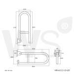 HR-6111-2-UD ราวกันลื่น แบบโยกขึ้น-ลง ยาว 60 ซม.(OD 32 มม.) ผิวแฮร์ไลน์