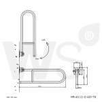 HR-6111-2-UD-70 ราวกันลื่น แบบโยกขึ้น-ลง ยาว 70 ซม.(OD 32 มม.) ผิวแฮร์ไลน์