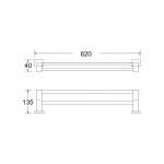 RA W1526-W5959-BK ราวพาดผ้าขนาดยาว 60 ซม. BLACK