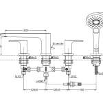 TBG04202T#MBL ก๊อกผสมสำหรับลงอ่างอาบน้ำ ชนิดติดเคาน์เตอร์ พร้อมชุดฝักบัวสายอ่อน  (4 รูก๊อก) รุ่น GA (Matte Black)
