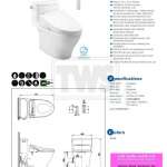 CW887UW3R โถสุขภัณฑ์ชิ้นเดียว พร้อมฝา WASHLET C5
