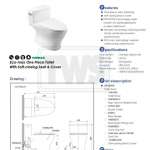 CW188UR โถสุขภัณฑ์ชิ้นเดียว ใช้น้ำ 3.8 ลิตร ฝารองนั่งแบบ Soft Close