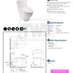 CW624UV2 โถสุขภัณฑ์ชิ้นเดียว ใช้น้ำ 4.8 ลิตร ฝารองนั่งแบบ Soft Close