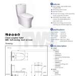 CST920 โถสุขภัณฑ์สองชิ้น ใช้น้ำ 4.5/3 ลิตร ฝารองนั่งแบบ Soft Close