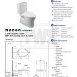 CST230 โถสุขภัณฑ์สองชิ้น ใช้น้ำ 4.8/3 ลิตร ฝารองนั่งแบบ Soft Close