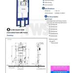 WH172AAT หม้อน้ำซ่อนผนังแบบกดหน้า (มีเฟรม) ใช้น้ำ 4.5/3 ลิตร 