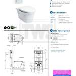CWT192K โถสุขภัณฑ์แขวนผนัง ใช้น้ำ 4.5/3 ลิตร พร้อมฝา Soft Close