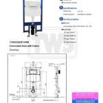 WH171A หม้อน้ำซ่อนผนังแบบกดหน้า (มีเฟรม) ใช้น้ำ 6/3 ลิตร 